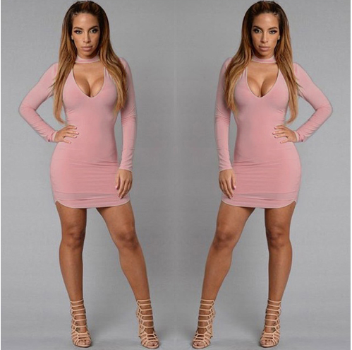 Long Sleeve U Neck Collared Mini Dress (3 colors)