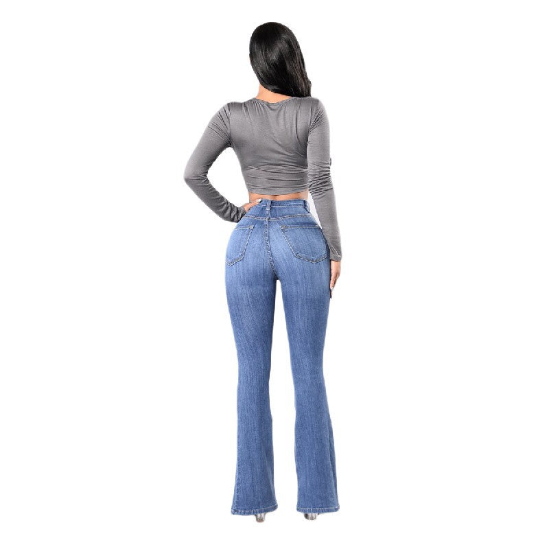 Flared High Waist Button Up Jeans (2 colors)