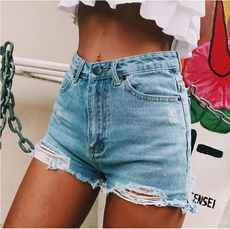 Retro Ripped Denim Shorts