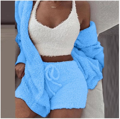 Fuzzy Pajama Short Set (12 colors)