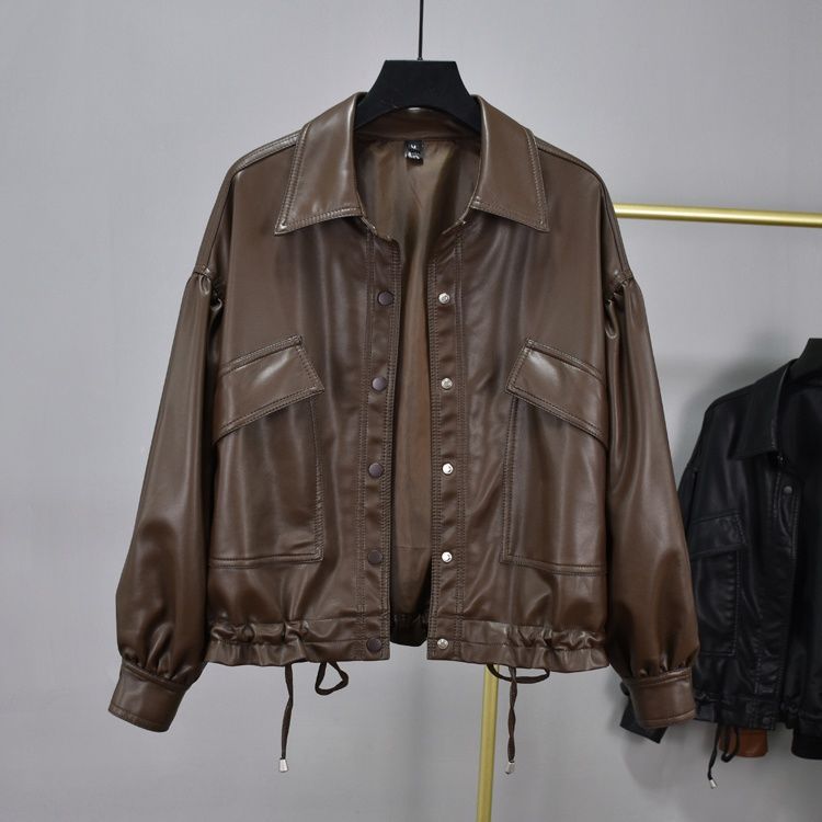 Retro Style Loose Leather Jacket (2 colors)