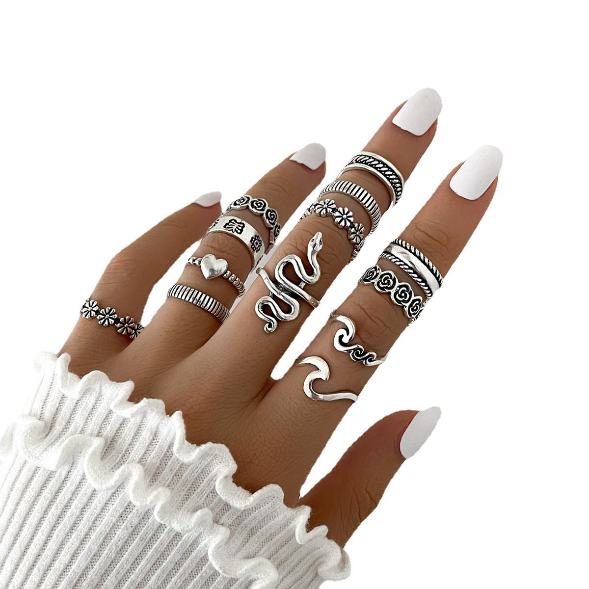 Thirteen Piece Silver Ring Set