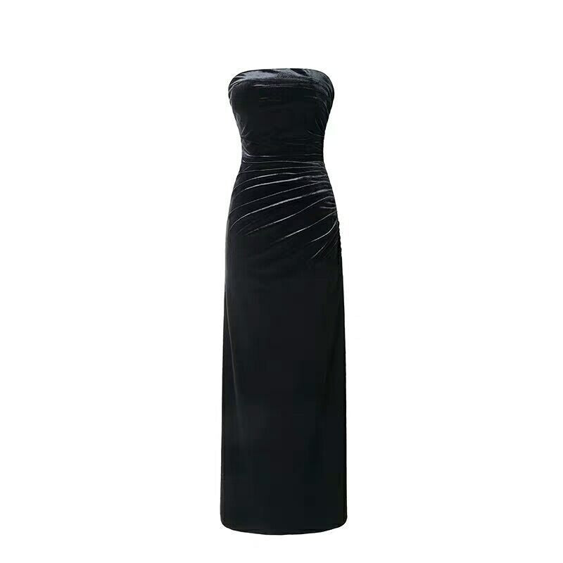 Strapless Slit Maxi Dress