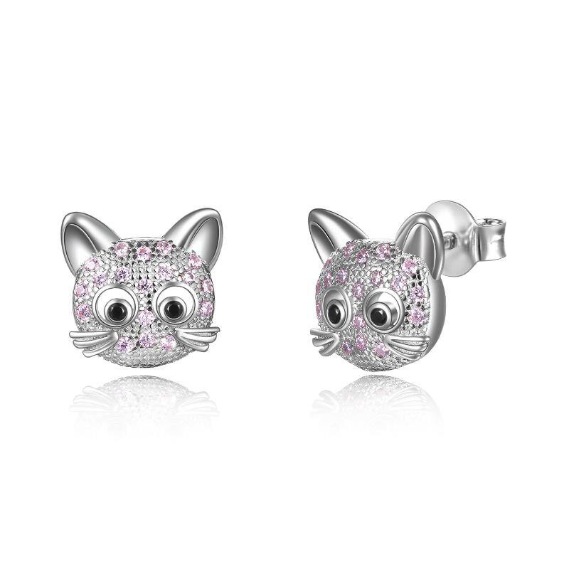 Sterling Silver Cat Stud Earrings