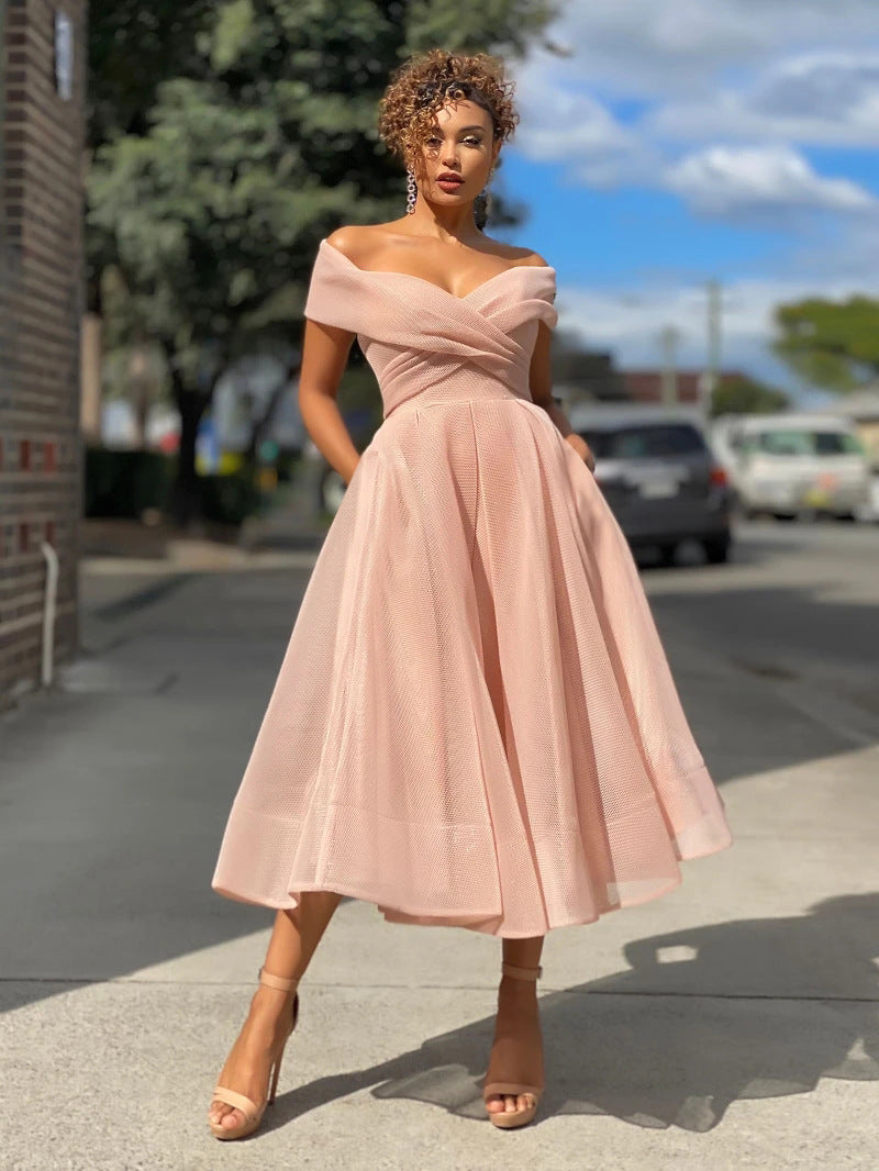 Off Shoulder Gown Elegant Backless Dress (3 colors)