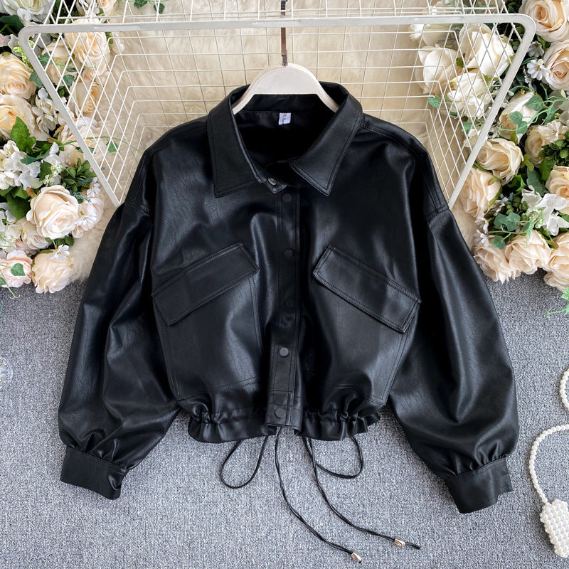 Retro Style Loose Leather Jacket (2 colors)