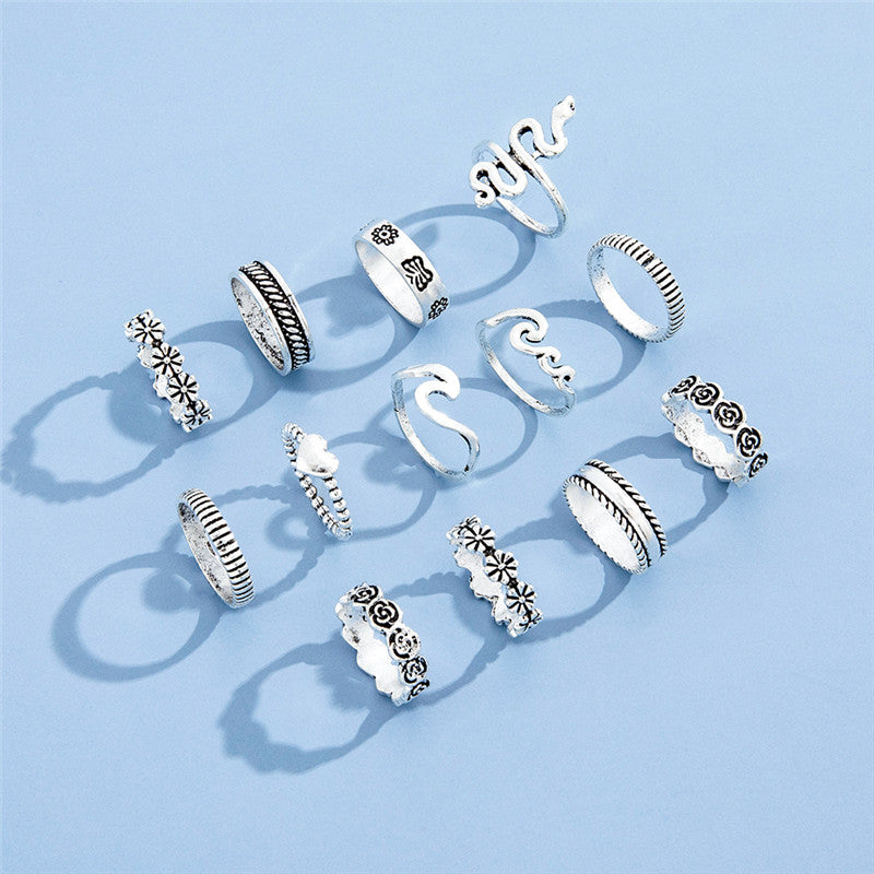 Thirteen Piece Silver Ring Set