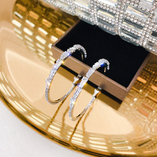 Diamond CZ Hoop Earrings (2 colors)