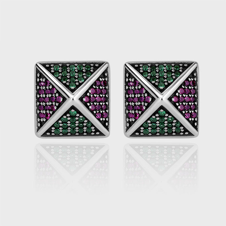 Sterling Silver Pyramid Stud Earrings