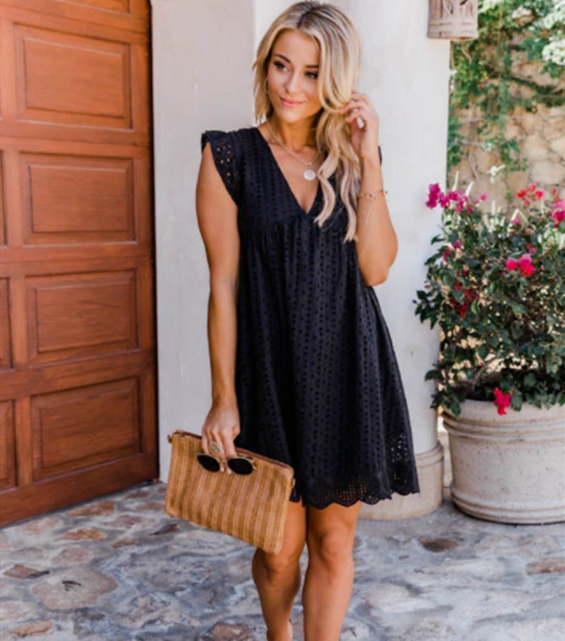 Lace V-Neck Dress (11 colors)