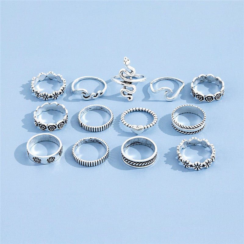 Thirteen Piece Silver Ring Set